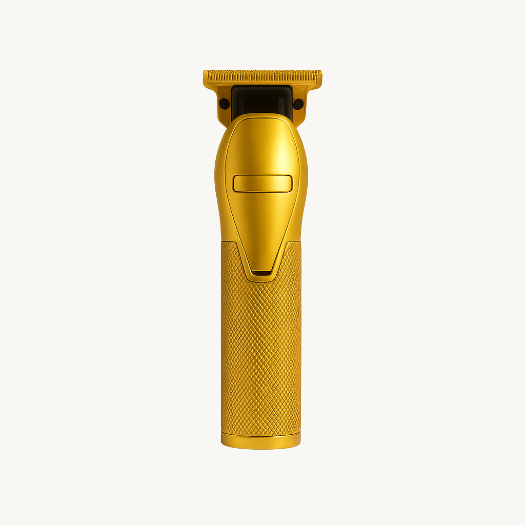 Gold hair trimmer on a white background