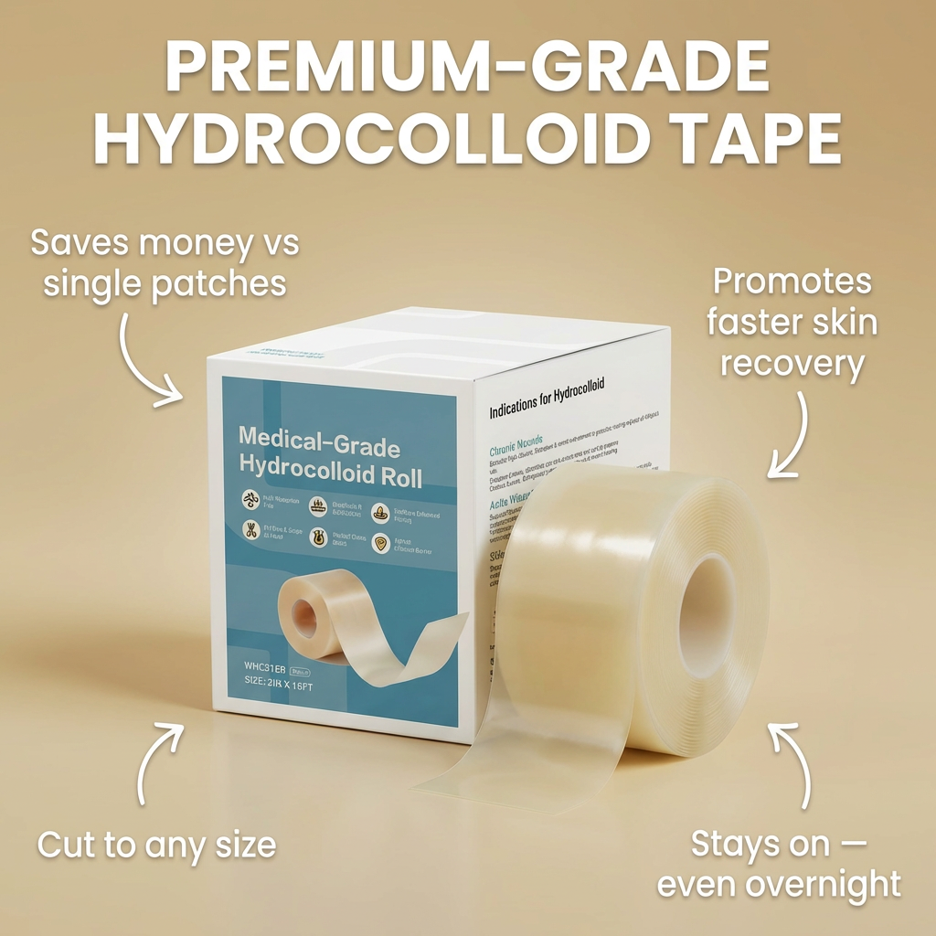 Ultra-Thin Hydrocolloid Acne Healing Roll – Medical-Grade Pimple Patch Tape (5×5cm)
