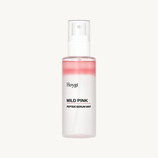 Hoygi Mild Pink Peptide Serum Mist bottle on a white background