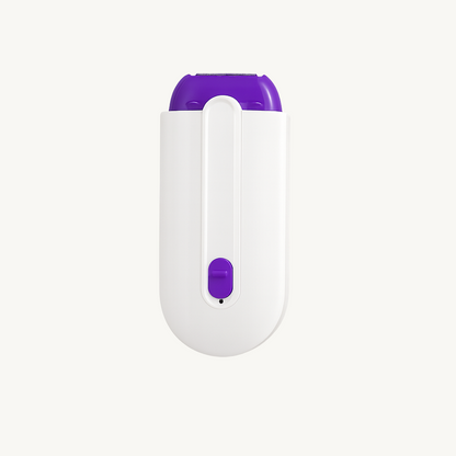 White and purple shaver on a white background