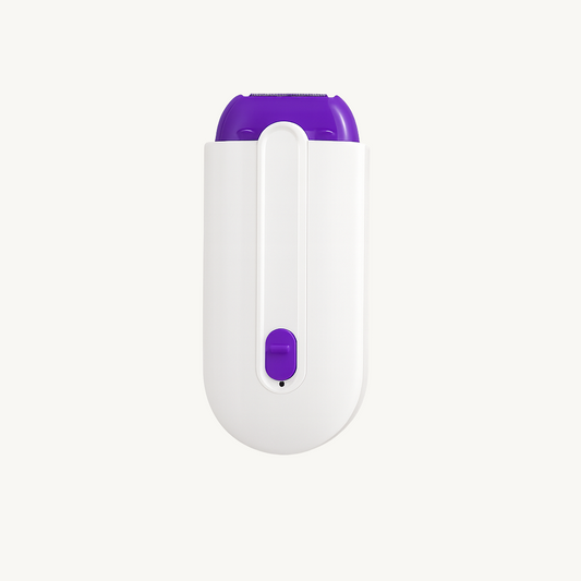 White and purple shaver on a white background